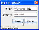 Screenshot: Logging into a MOO using JaMOOka